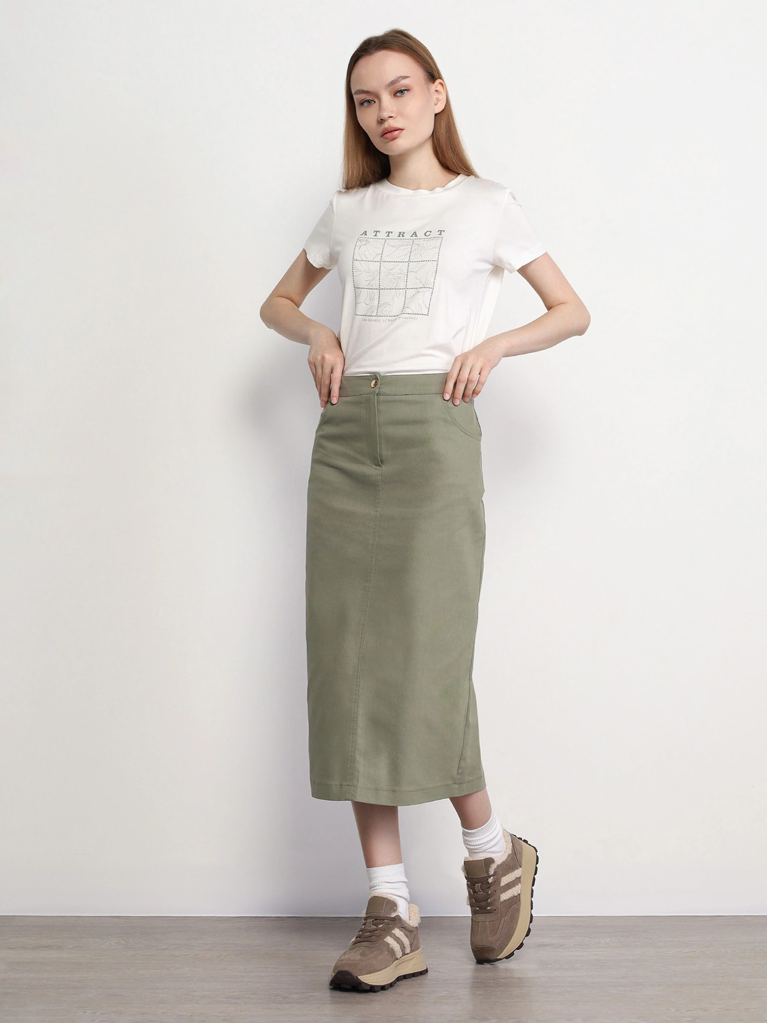 Футболка прямого кроя из смесового хлопка